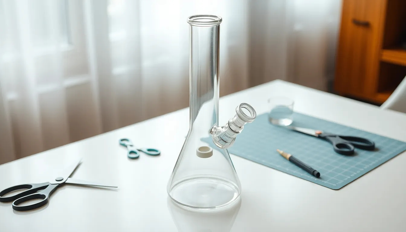 DIY bong design with tools on a modern workspace.