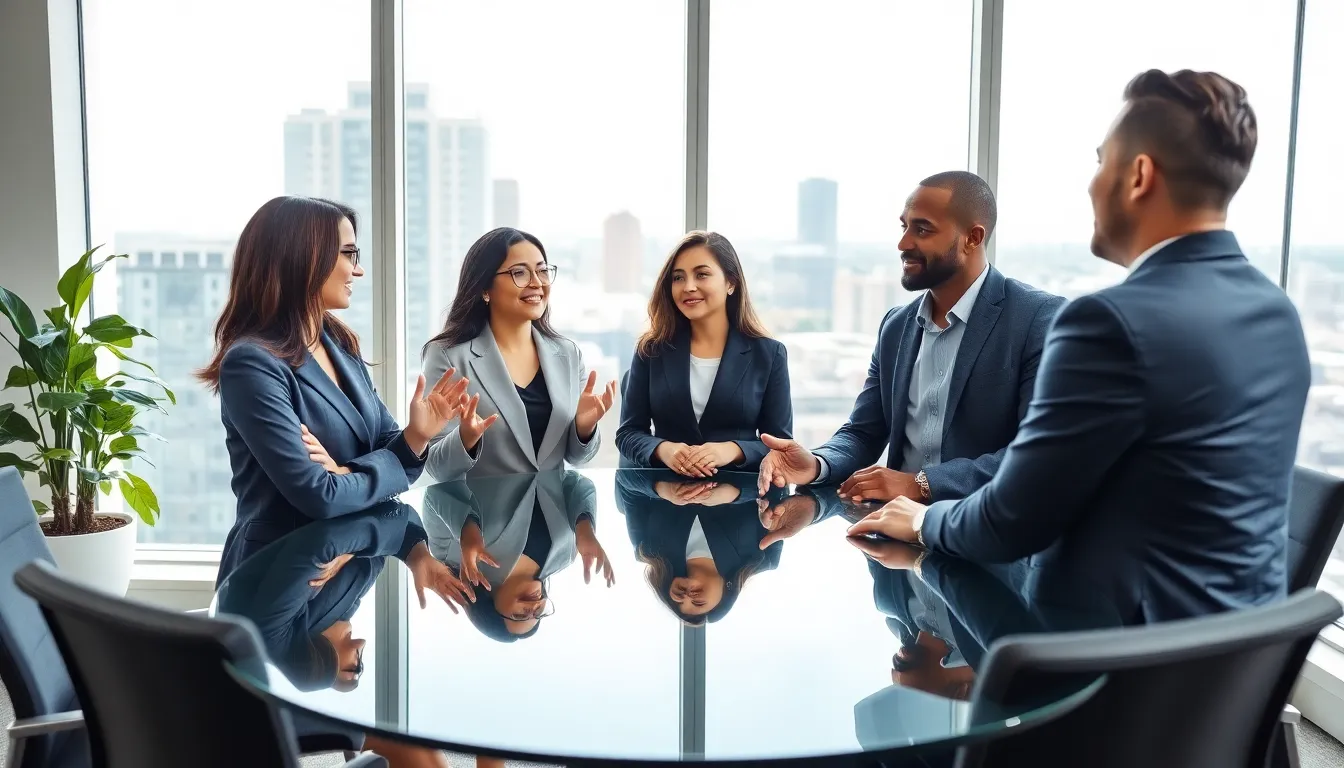 diverse professionals discussing respect in a modern office.