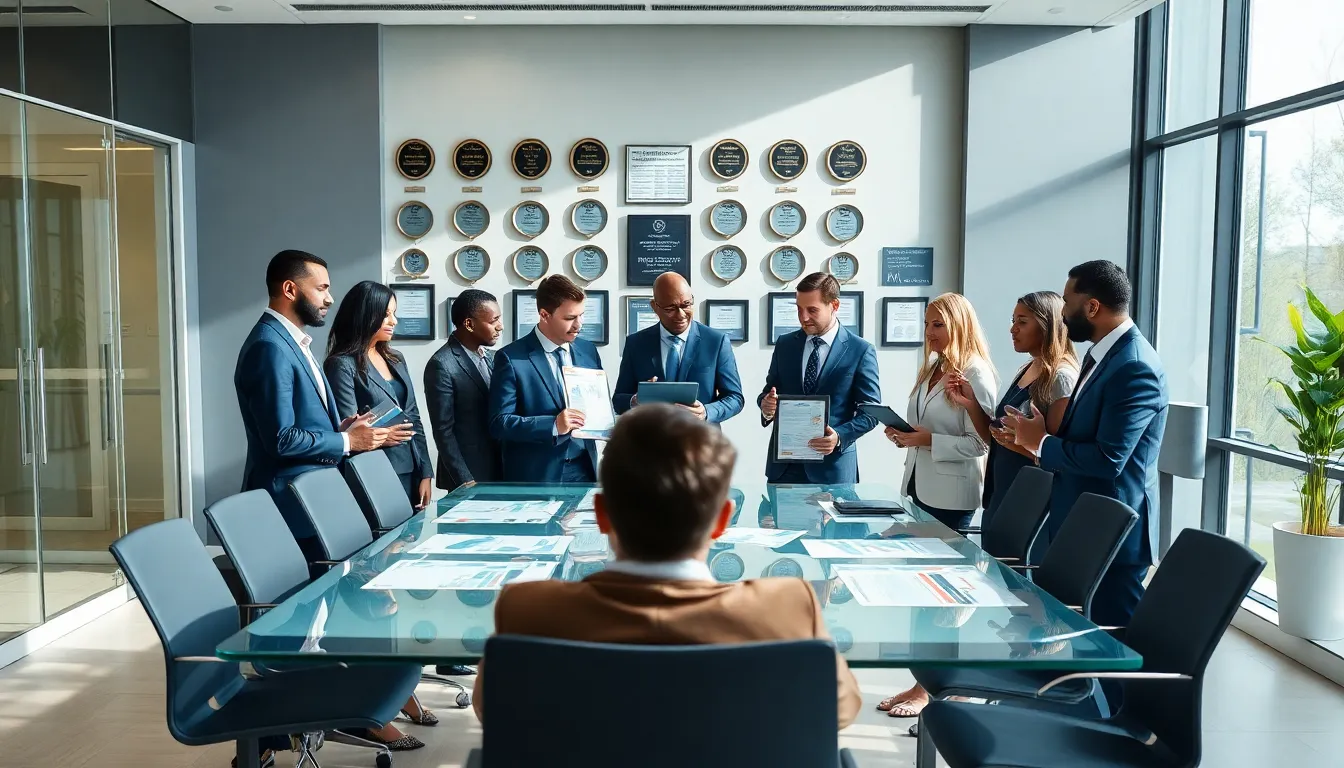 diverse real estate team collaborating in a modern office setting.