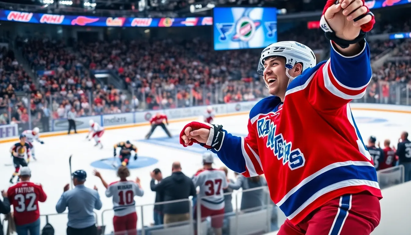 celebration after a thrilling hockey game highlight.